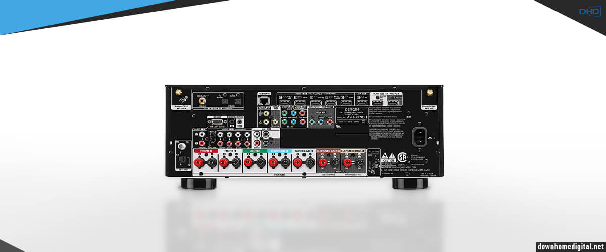 Denon AVR-X2700H back view with inputs and outputs