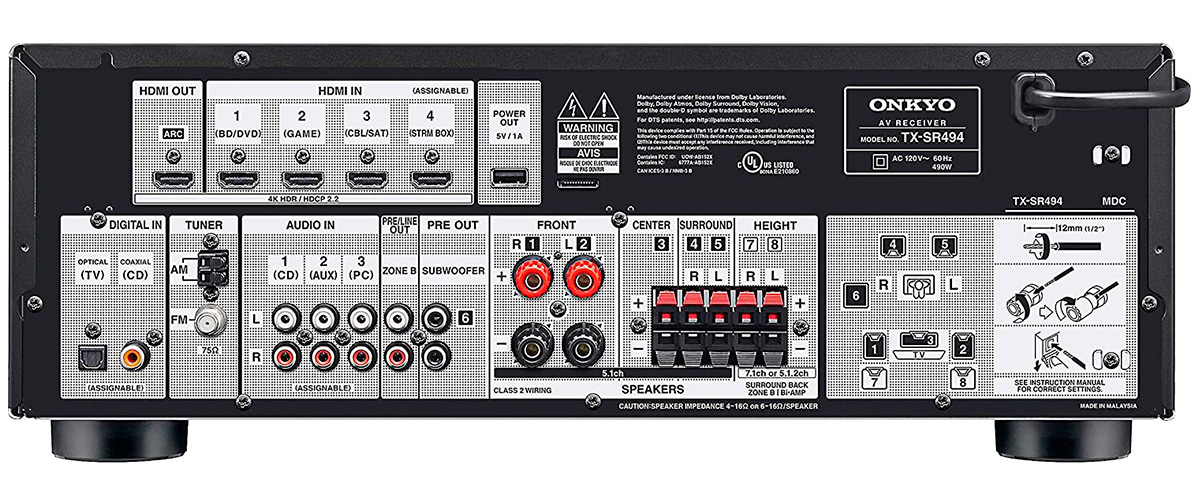 Onkyo TX-SR494 inputs