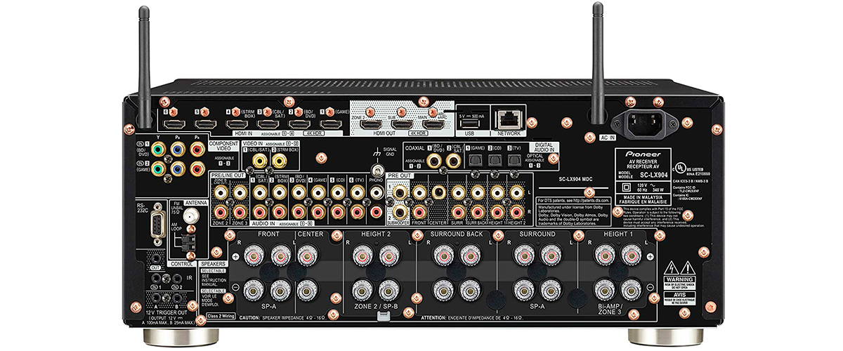 Pioneer Elite SC-LX904 inputs and outputs